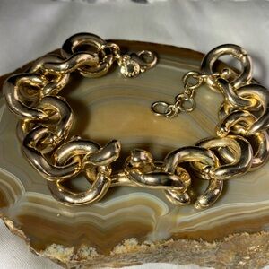 J. Crew Chunky Gold Tone Open link Bracelet